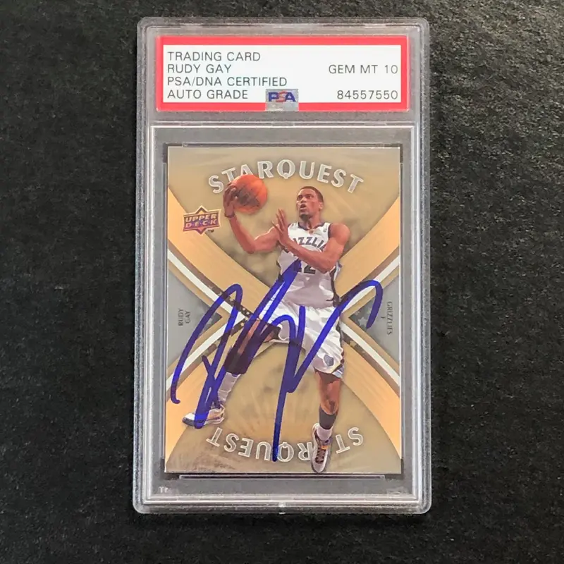 2008-09 Upper Deck Starquest #SQ1 Rudy Gay Signed Card AUTO 10 PSA Slabbed Grizzlies
