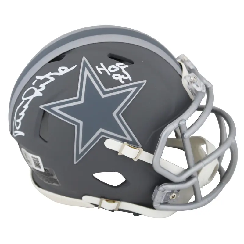 Cowboys Randy White "HOF 94" Signed Slate Speed Mini Helmet BAS Witnessed