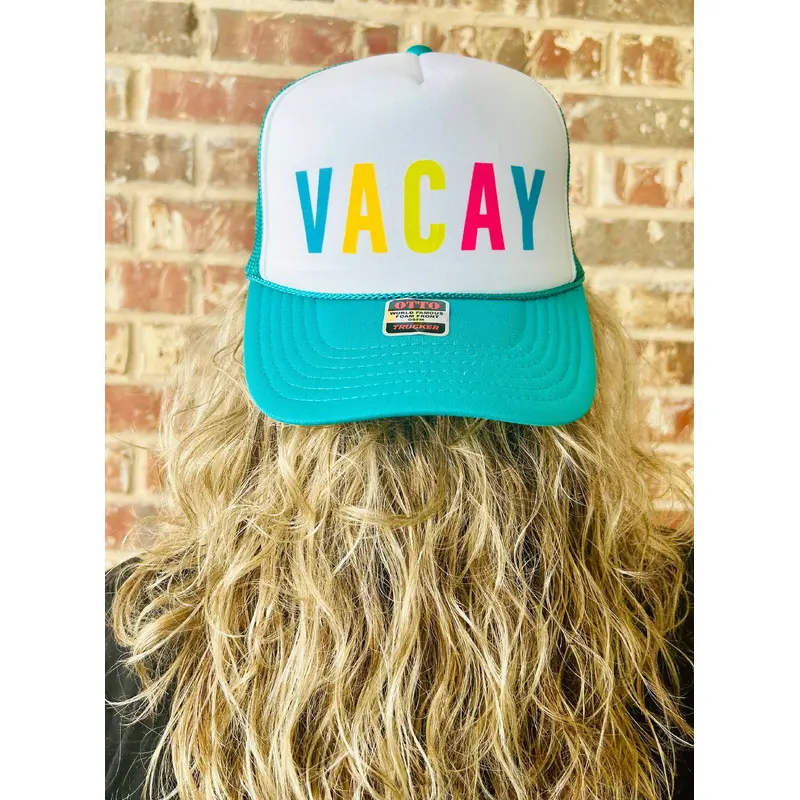 VACAY DTF Printed Jade & White Trucker Hat