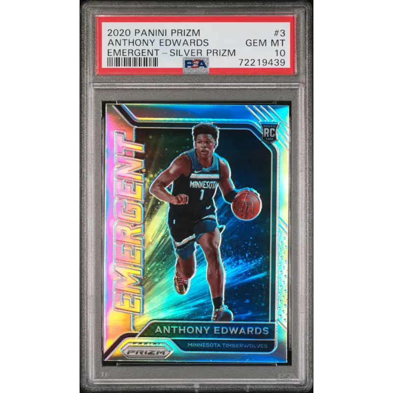 Anthony Edwards 2020 Panini Prizm Emergent Silver PSA 10 Gem Mint