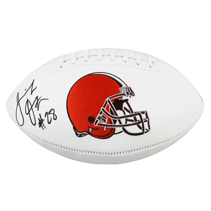 Browns Jeremiah Owusu-Koramoah Signed White Panel Logo Football BAS Witnessed