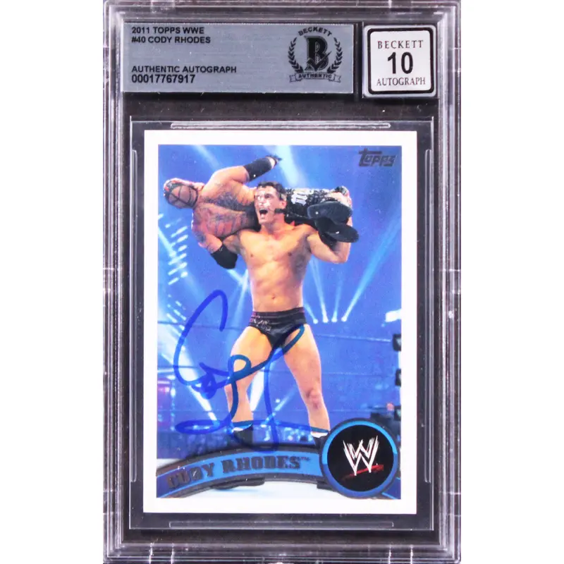 Cody Rhodes Signed 2011 Topps WWE #40 Card Auto Graded Gem Mint 10! BAS Slabbed