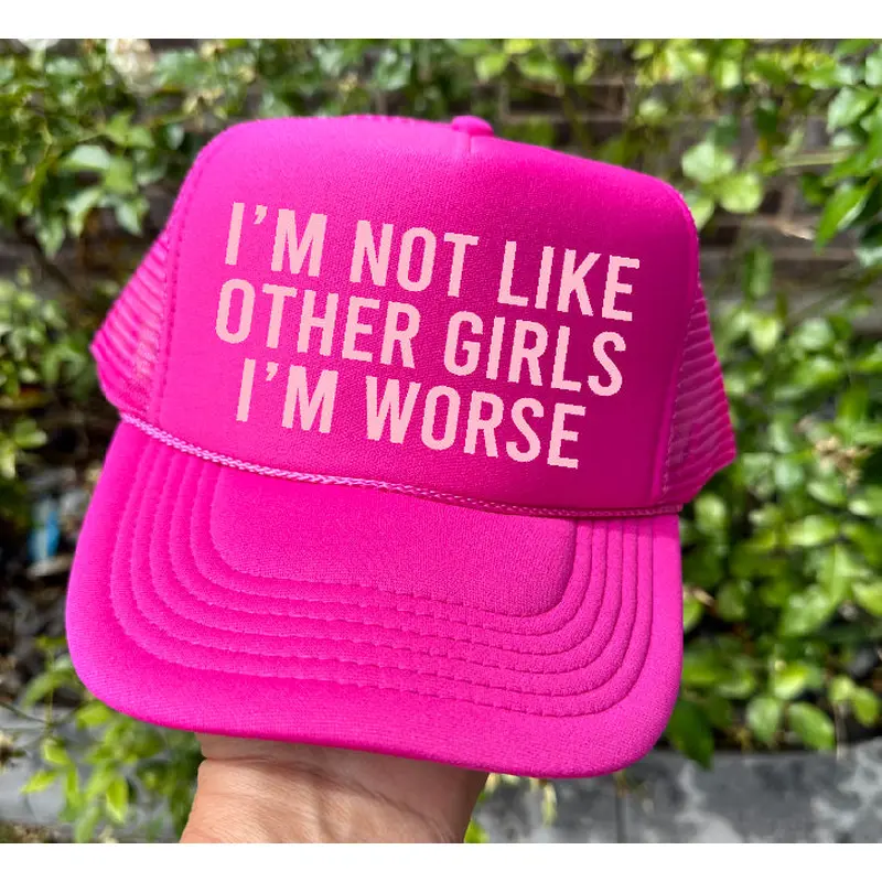 Not Like Others Girls DTF Printed Hot Pink Trucker Hat