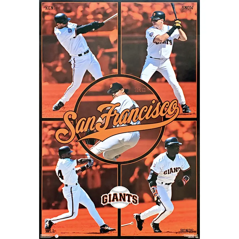 San Francisco Giants "Superstars" Poster (Bonds, Kent, Snow, Beck, Hill) - Costacos 1997