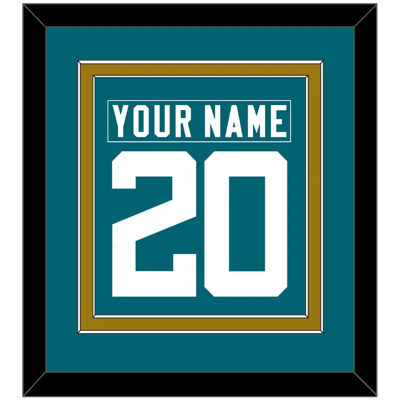 Jacksonville Nameplate & Number (Back) Combined - Home Teal - Double Mat 4
