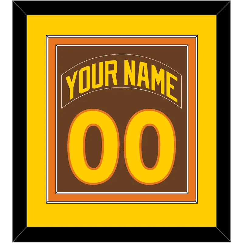 San Diego Nameplate & Number Combined - Road Brown (1980-1984) - Double Mat 2