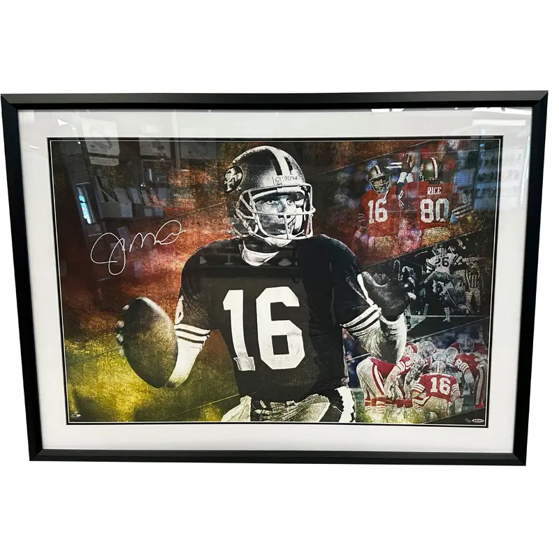 Joe Montana Autographed Cool Joe 36 x 24 Framed - COA Upper Deck Authentication
