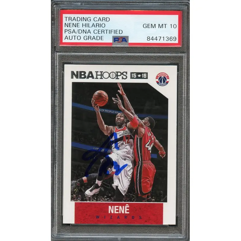 2015-16 NBA Hoops #56 Nene Signed AUTO 10 PSA Slabbed Wizards