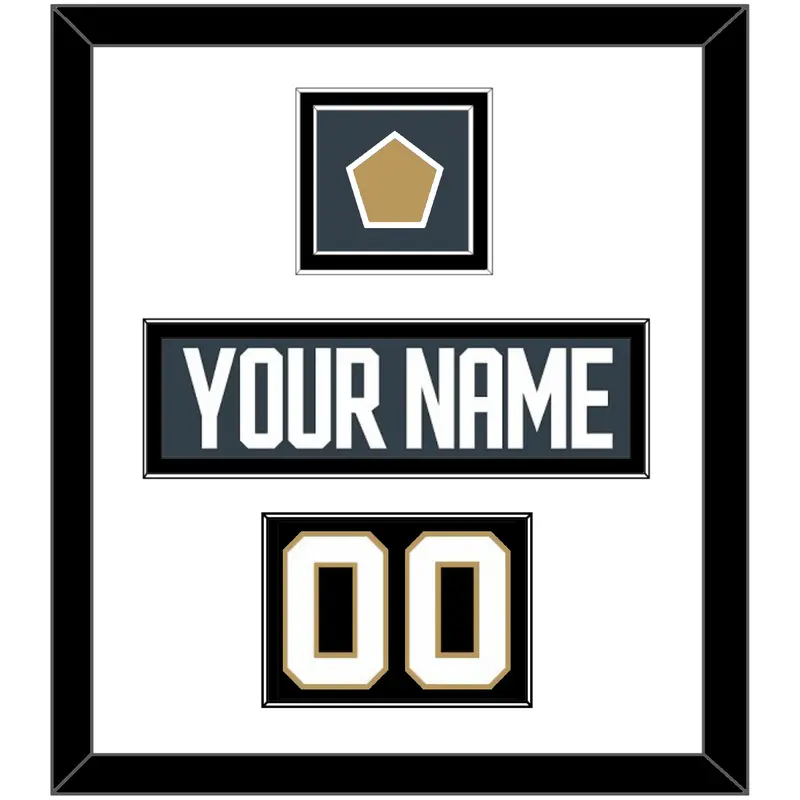 Vegas Nameplate, Number (Shoulder) & Jersey Logo Patch - Home Steel Gray - Double Mat 1
