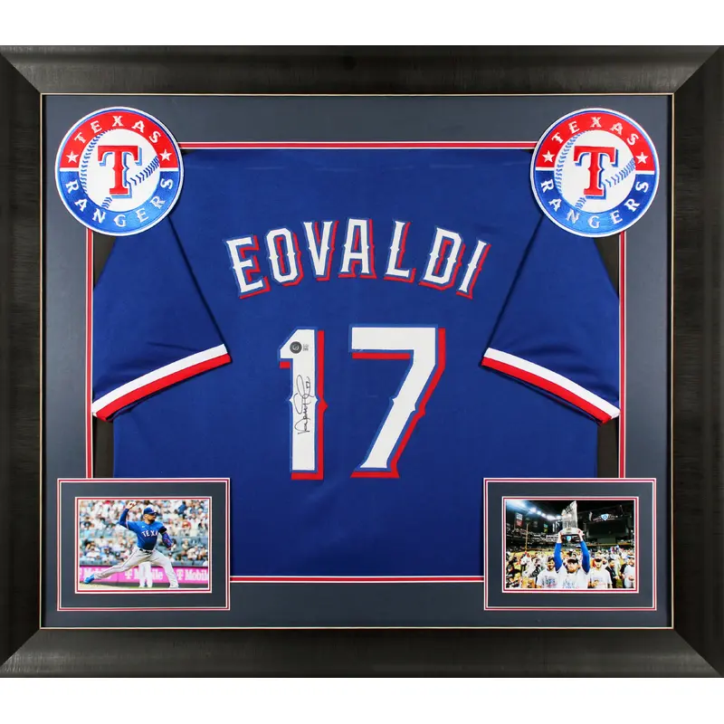 Nathan Eovaldi Authentic Signed Blue Pro Style Framed Jersey BAS Witnessed