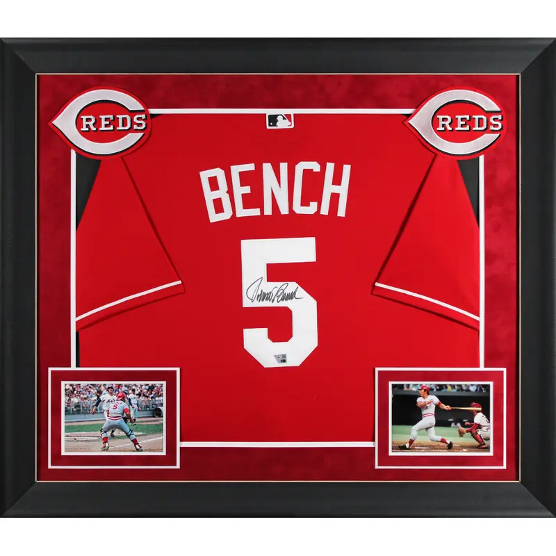 Reds Johnny Bench Authentic Signed Red Majestic Framed Jersey Fanatics