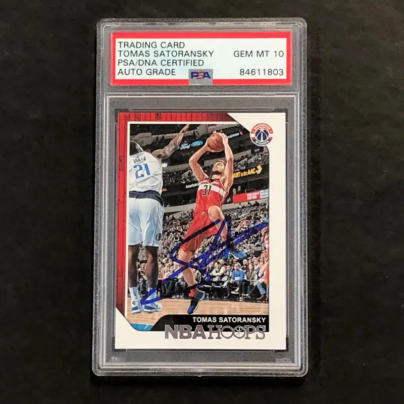 2018-19 NBA Hoops #69 Tomas Satoransky Signed AUTO 10 PSA Slabbed Wizards