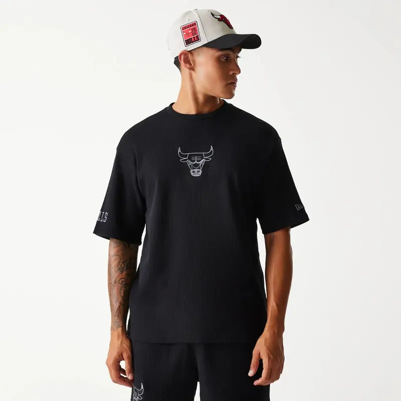Chicago Bulls NBA Waffle Black Oversized T-Shirt