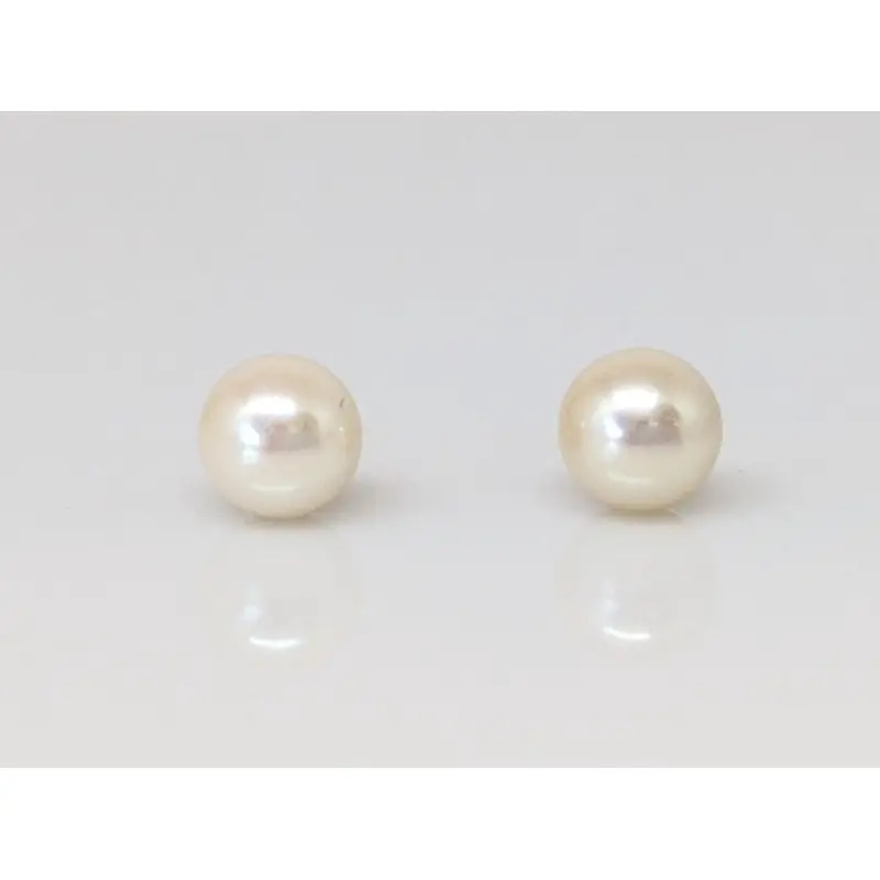 14K PEARL ROUND 6MM ESTATE EARRINGS 1.2 GRAMS