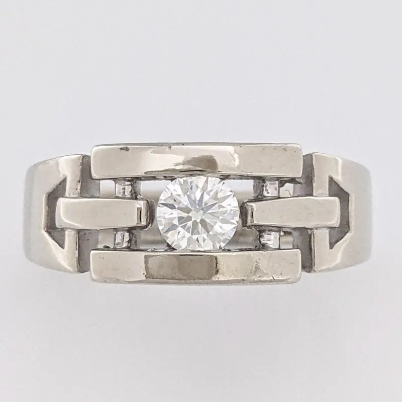 14K WHITE .34 CARAT TOTAL VS1 G DIAMOND ROUND TENSION OPEN TOP ESTATE RING 6.7 GRAMS