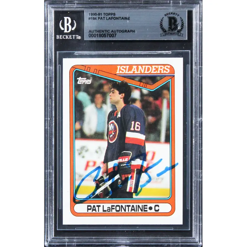Islanders Pat LaFontaine Authentic Signed 1990 Topps #184 Card BAS Slabbed