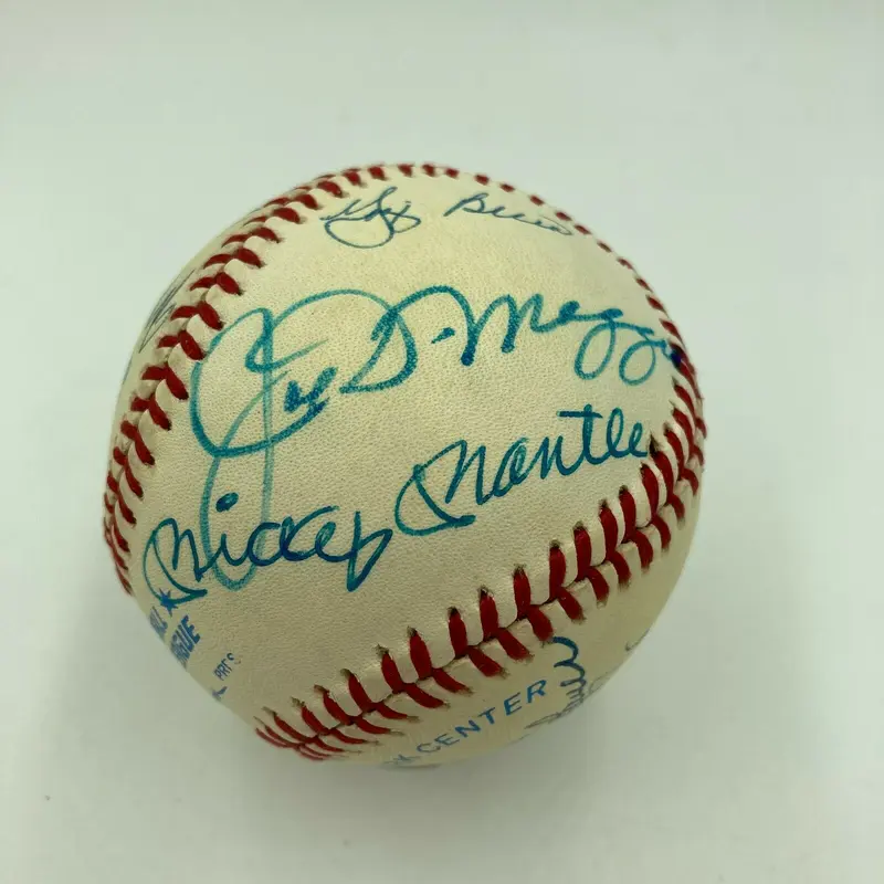 Mickey Mantle Joe Dimaggio Yogi Berra Yankees HOF Legends Signed Baseball JSA