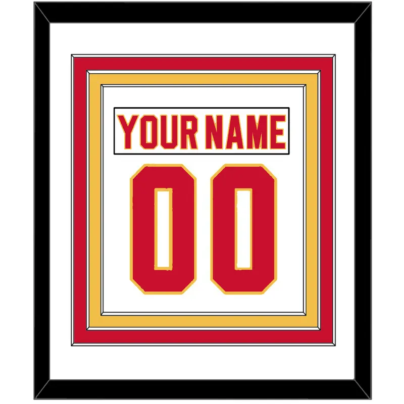 Calgary Nameplate & Number (Back) Combined - Home White (1980-1994) - Triple Mat 1