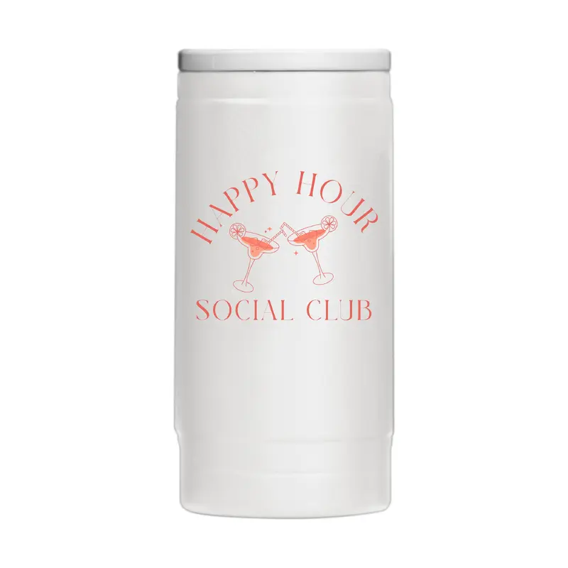 Just A Girl Happy Hour 12oz Powdercoat SlimCan Coolie