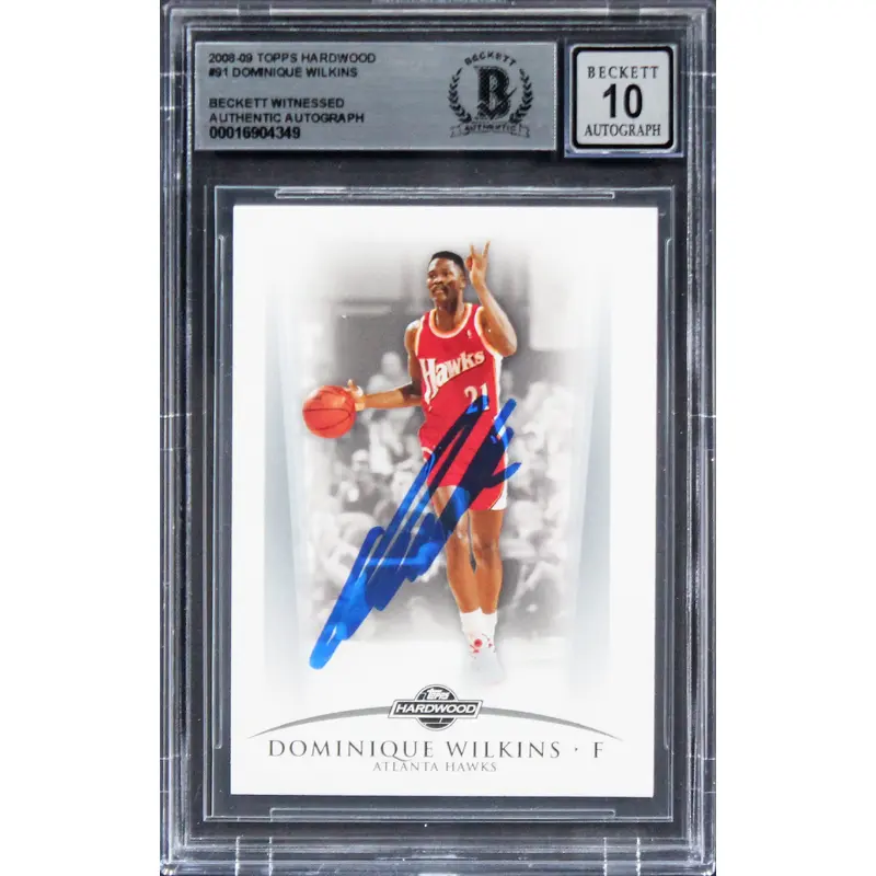 Hawks Dominique Wilkins Signed 2008 Topps Hardwood #91 Card Auto 10! BAS Slabbed