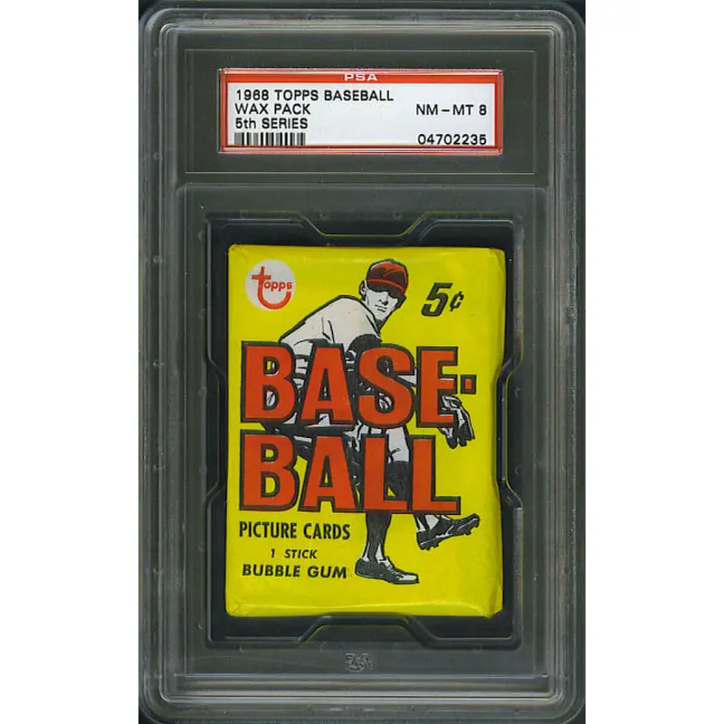 1968 Topps Baseball Unopened 5th Series Wax Pack PSA 8