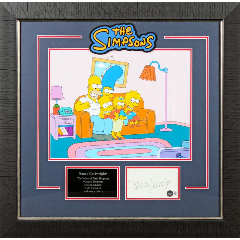 Nancy Cartwright The Simpsons Signed & Framed 3x5 Index Card Autographed BAS