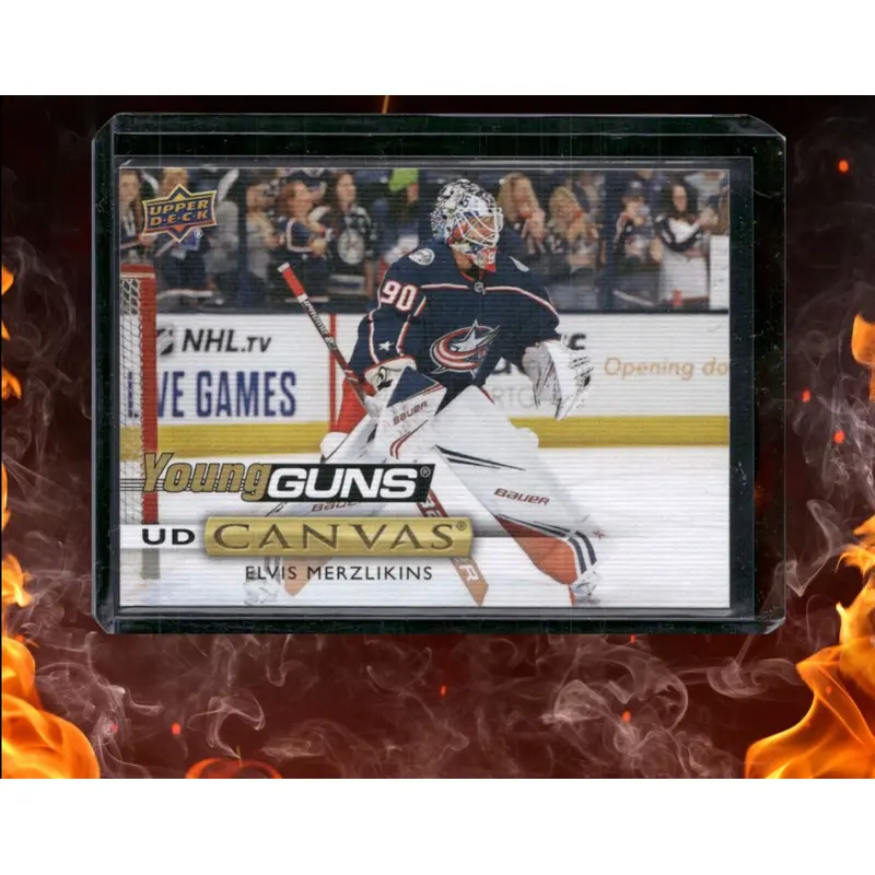 2019-20 Upper Deck Elvis Merzlikins UD Canvas Young Guns (B) Rookie #C118