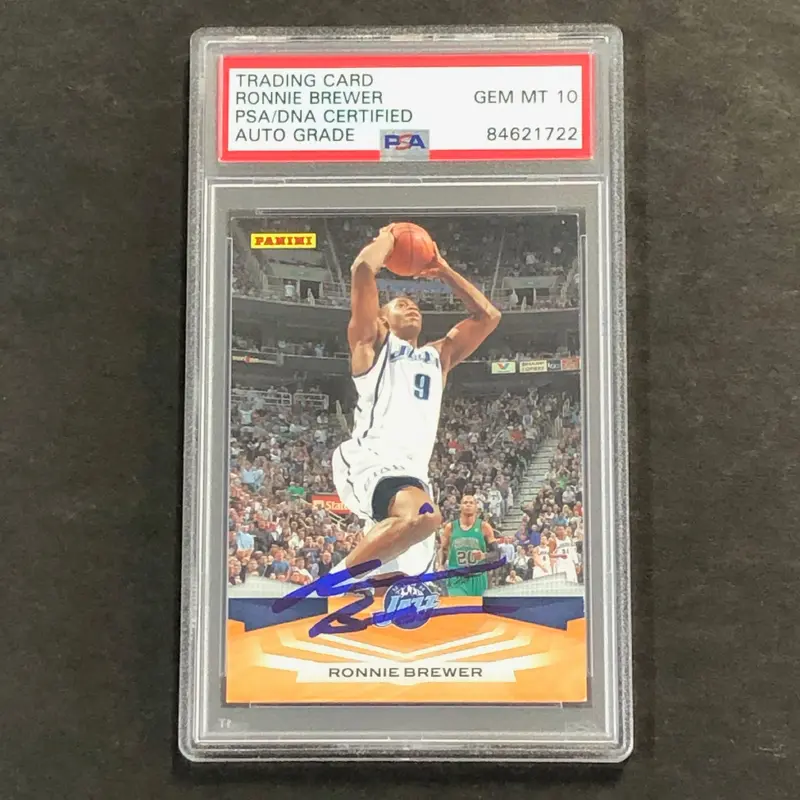 2009-10 Panini Basketball #245 Ronnie Brewer Signed Card AUTO 10 PSA Slabbed Jazz
