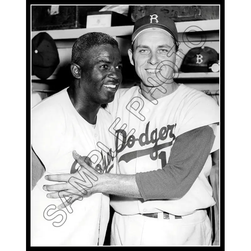 Jackie Robinson Gil Hodges 11X14 Photo - 1956 Brooklyn Dodgers - 11964
