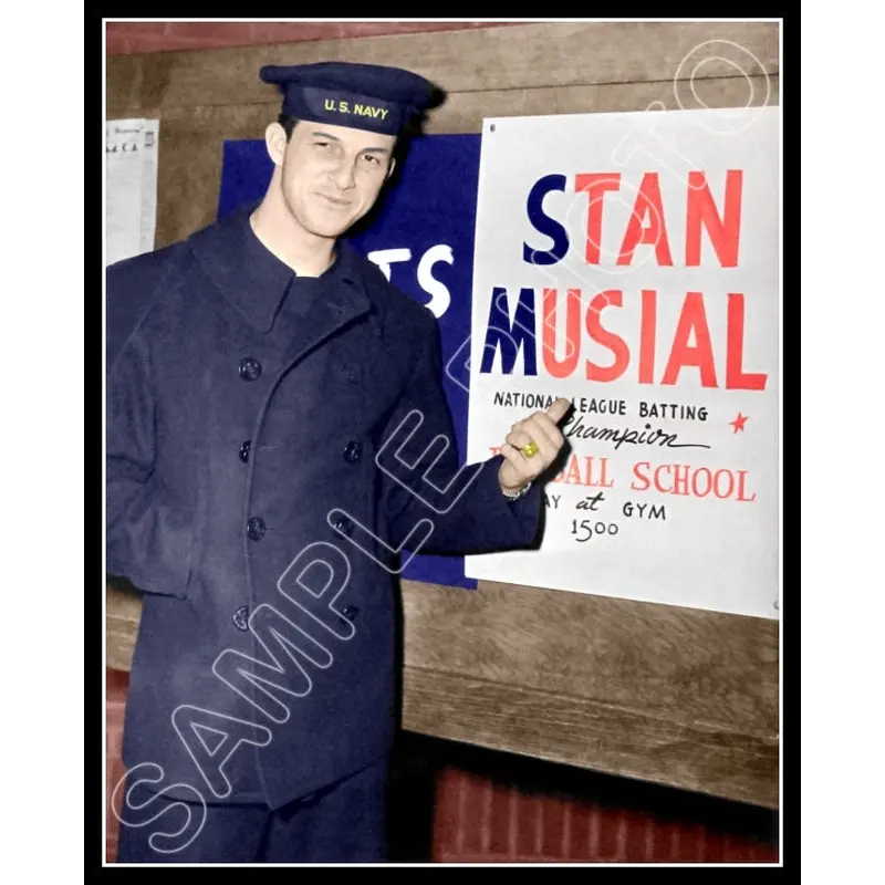 Stan Musial Colorized 8X10 Photo - 1945 St. Louis Cardinals Navy WWII - 599