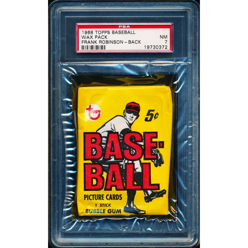 1968 Topps Baseball Unopened 6th Series Wax Pack PSA 7 F. Robinson Back