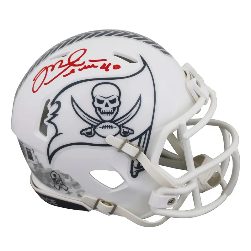 Buccaneers Mike Alstott Signed Salute To Service III Speed Mini Helmet BAS Wit