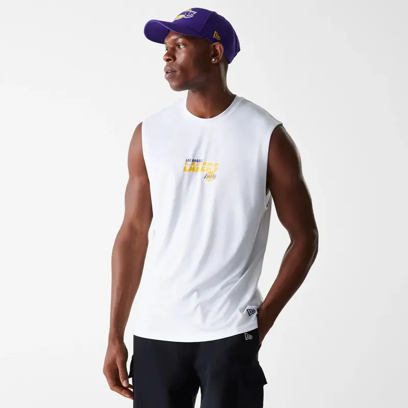 LA Lakers NBA Essentials White Sleeveless T-Shirt