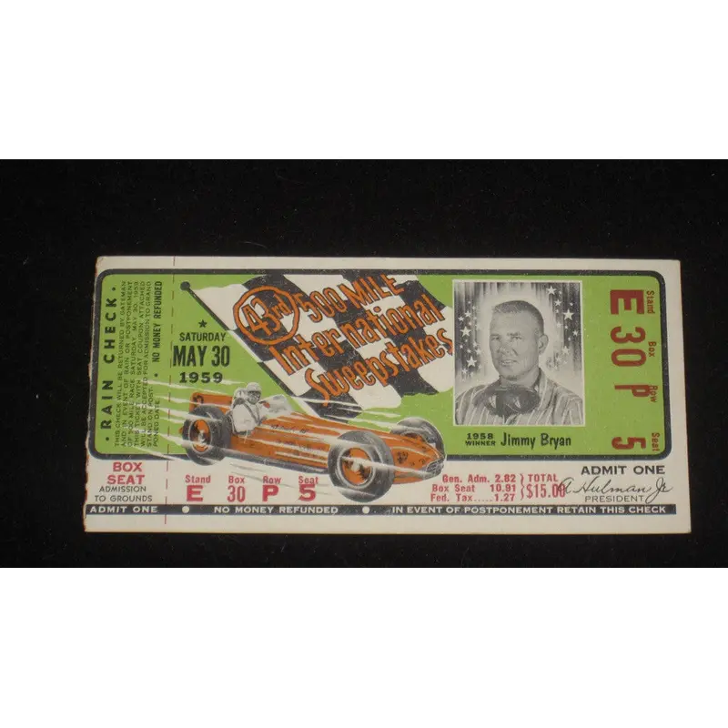 1959 Indianapolis 500 Ticket Stub