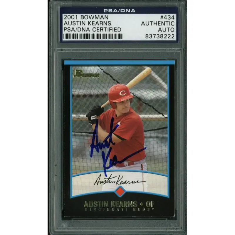 Reds Austin Kearns Authentic Signed Card 2001 Bowman #434 PSA/DNA Slabbed