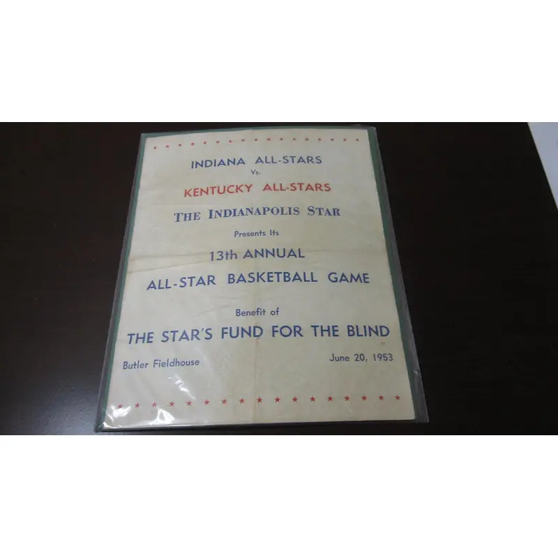 1953 Indiana vs Kentucky High School All Star Game Program