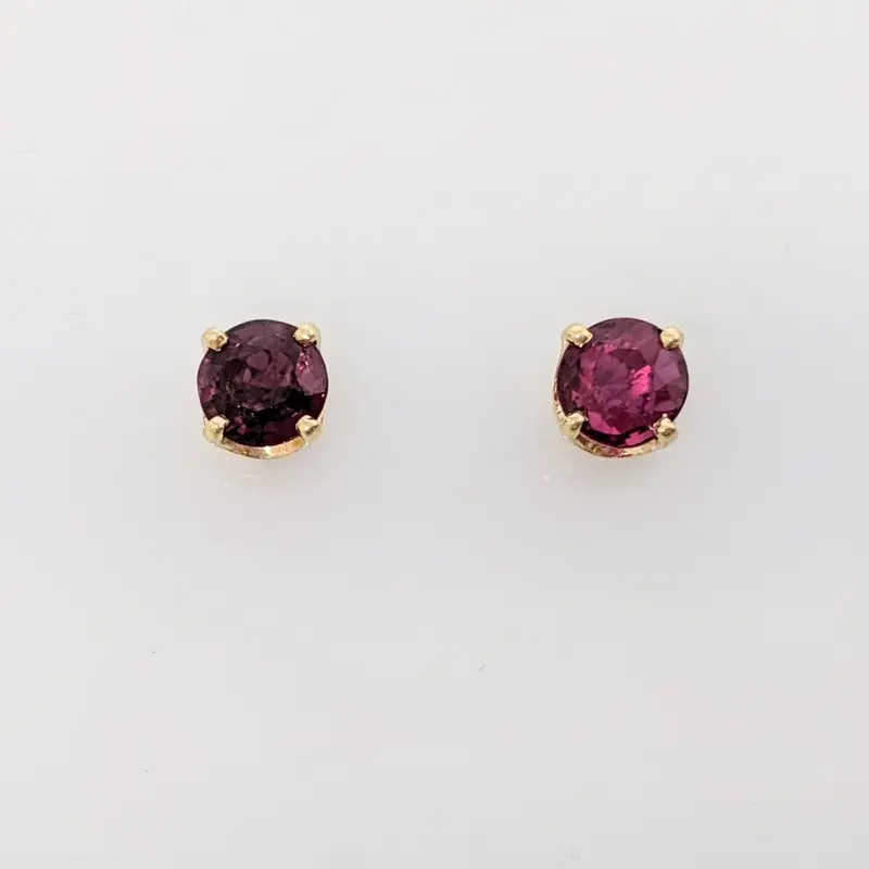 14K RUBY "AA" ROUND 5MM ESTATE STUD EARRINGS 1.6 GRAMS