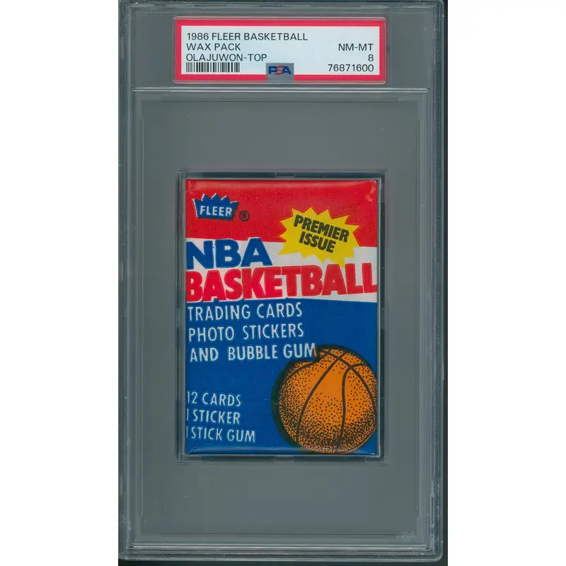 1986 1986/87 Fleer Basketball Unopened Wax Pack PSA 8 Olajuwon Top *1600