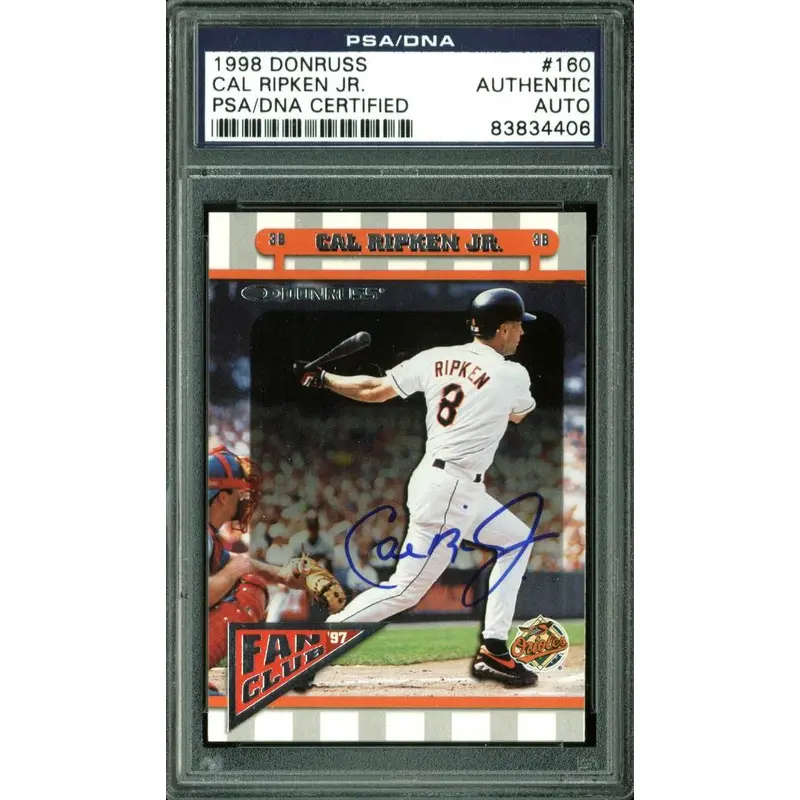 Orioles Cal Ripken Jr. Authentic Signed Card 1998 Donruss #160 PSA/DNA Slabbed