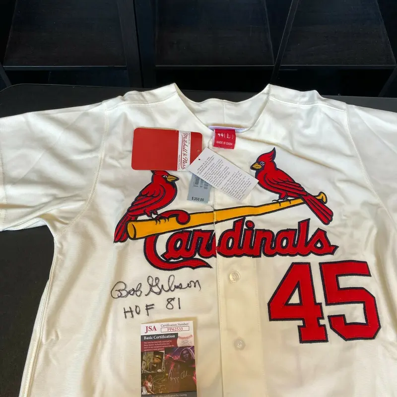 Bob Gibson HOF 1981 Signed Authentic 1964 St. Louis Cardinals Jersey JSA COA