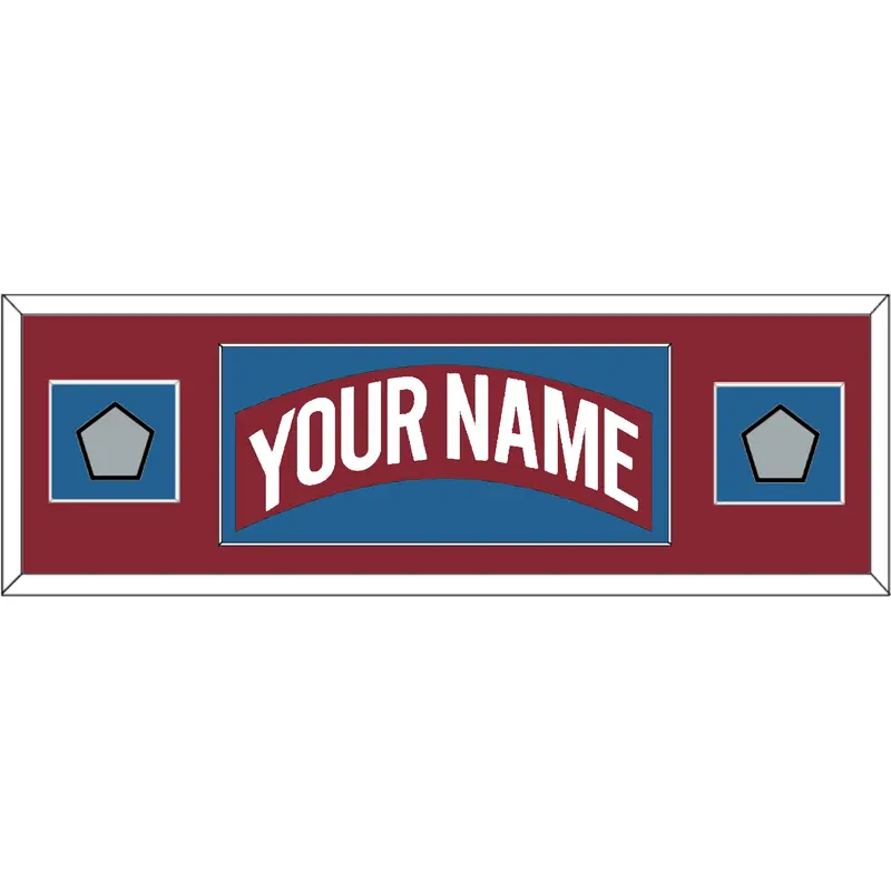 Colorado Nameplate & 2 Stanley Cup Finals Patches - Road Burgundy (1995-1996) - Single Mat 4