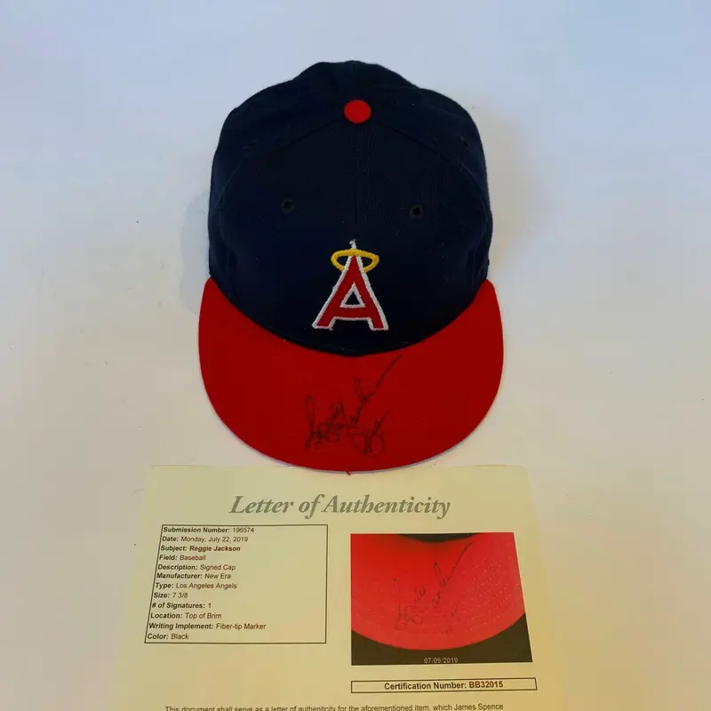 Reggie Jackson Signed 1984 Game Used California Angels Baseball Hat Cap JSA COA
