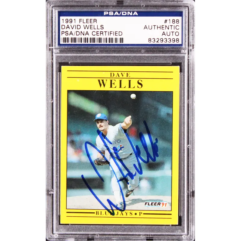 Blue Jays David Wells Authentic Signed 1991 Fleer #188 Card PSA/DNA Slabbed