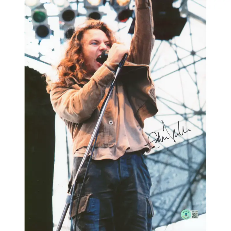 Eddie Vedder Pearl Jam Authentic Signed 11x14 Photo Autographed BAS #AB14378