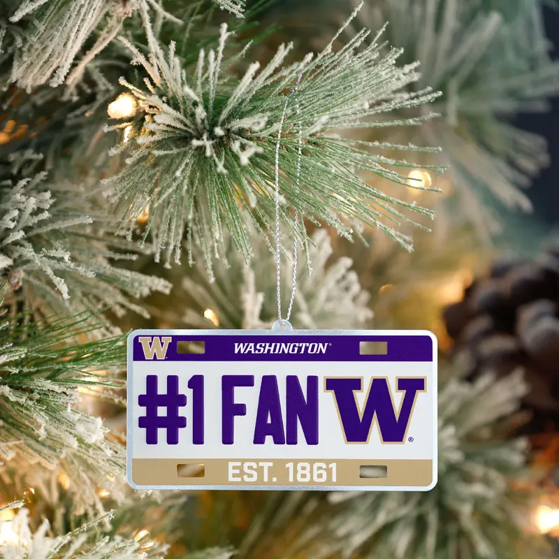 Foco University of Washington Raised Logo Metal License Plate Ornament