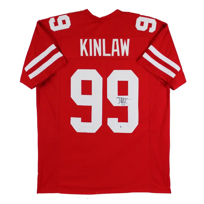 Javon Kinlaw Authentic Signed Red Pro Style Jersey Autographed BAS Witnessed