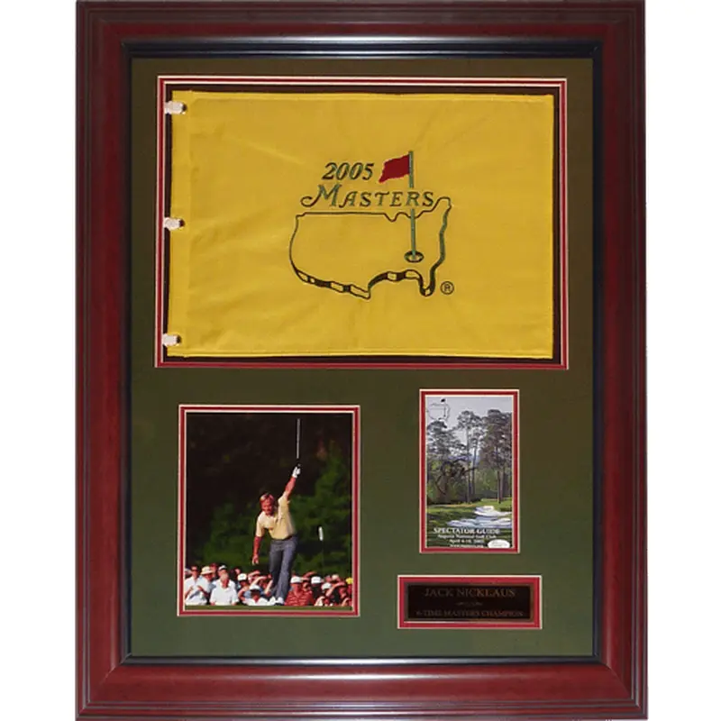 Jack Nicklaus Autographed 6-time Masters Champion Deluxe Framed Flag Piece - JSA