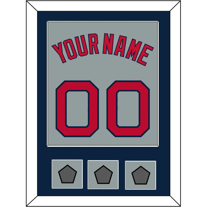 Boston Name, Number & Three World Series Champions Patches - Road Gray - Single Mat 3