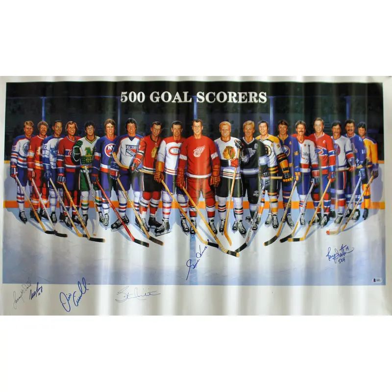 500 Goal Scorers (6) Howe, Bossy, Trottier +3 Signed 22.75x37 Poster BAS #A80979