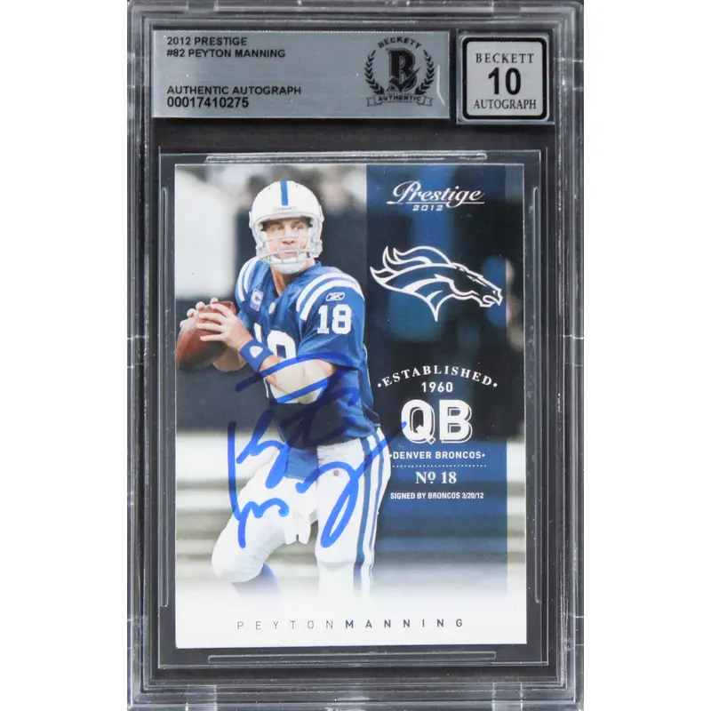 Colts Peyton Manning Signed 2012 Prestige #82 Card Auto 10! BAS Slabbed